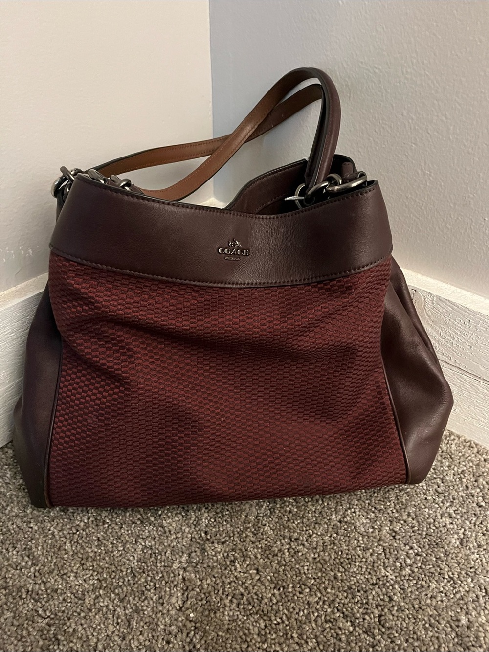 Coach Burgundy and Dark Brown Shoulder Bag